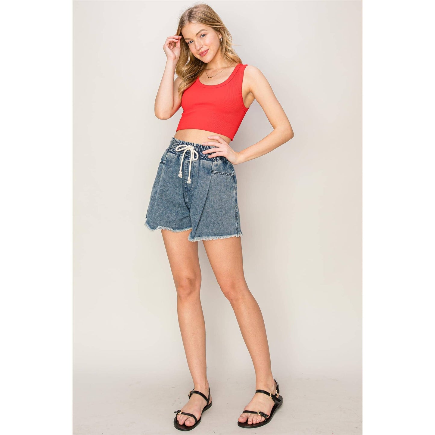 Ribbed Seamless Crop Top - Red