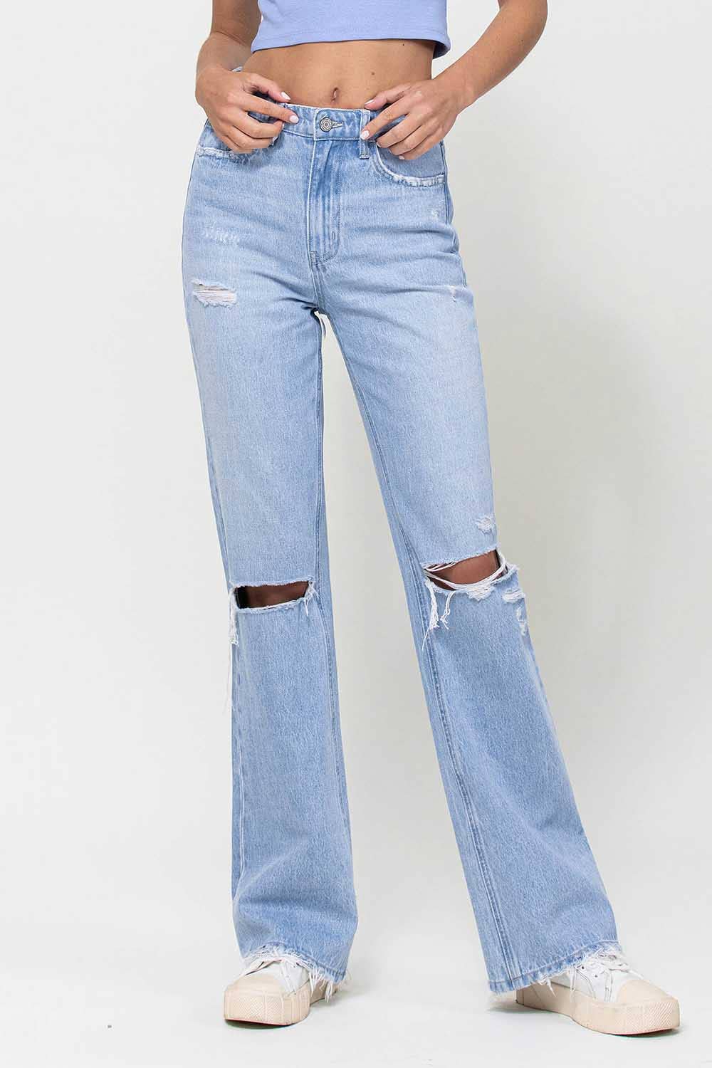 90'S VINTAGE SUPER HIGH RISE FLARE JEANS