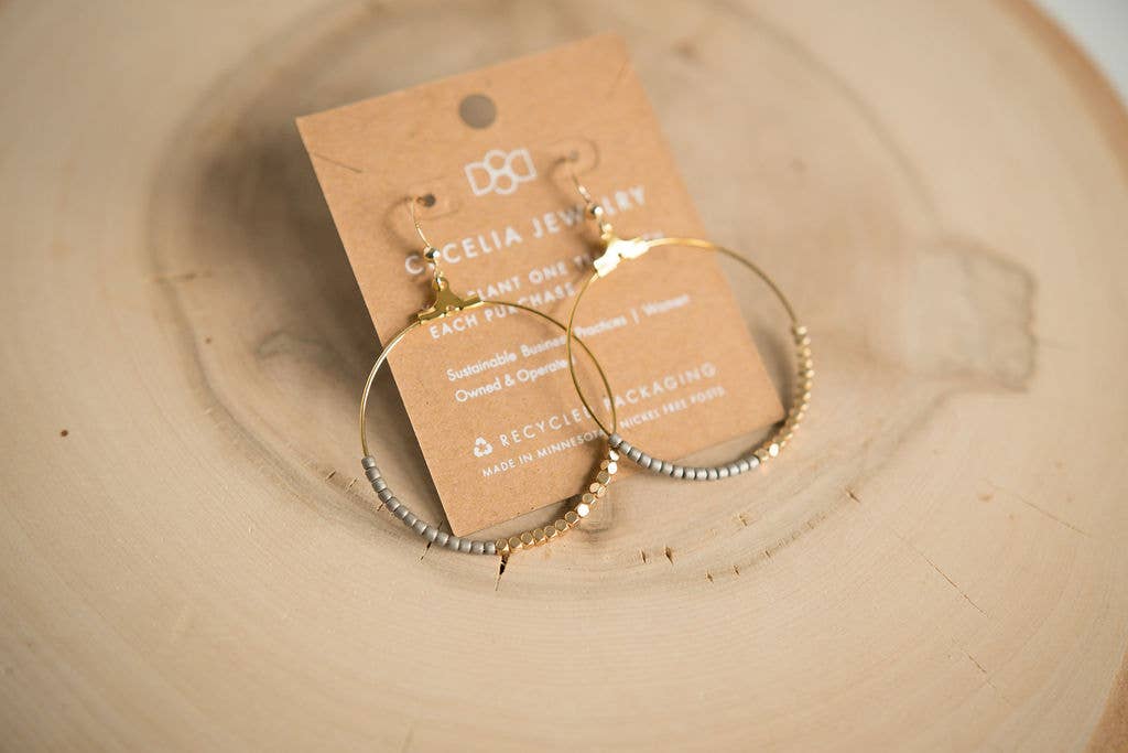 Half and Half Hoop Earring - Terra Cotta