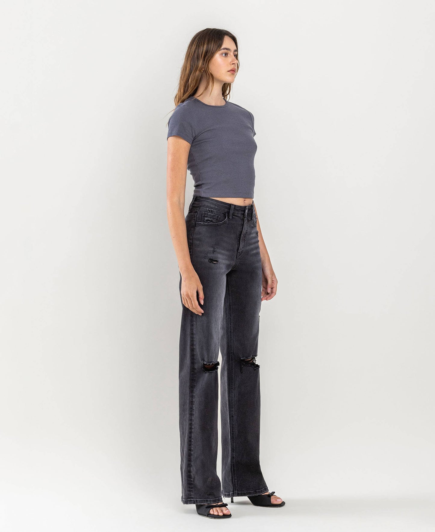 90'S VINTAGE SUPER HIGH RISE FLARE JEANS V3581