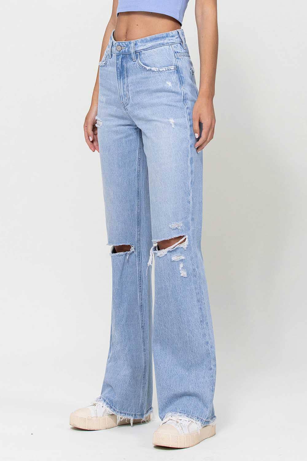 90'S VINTAGE SUPER HIGH RISE FLARE JEANS