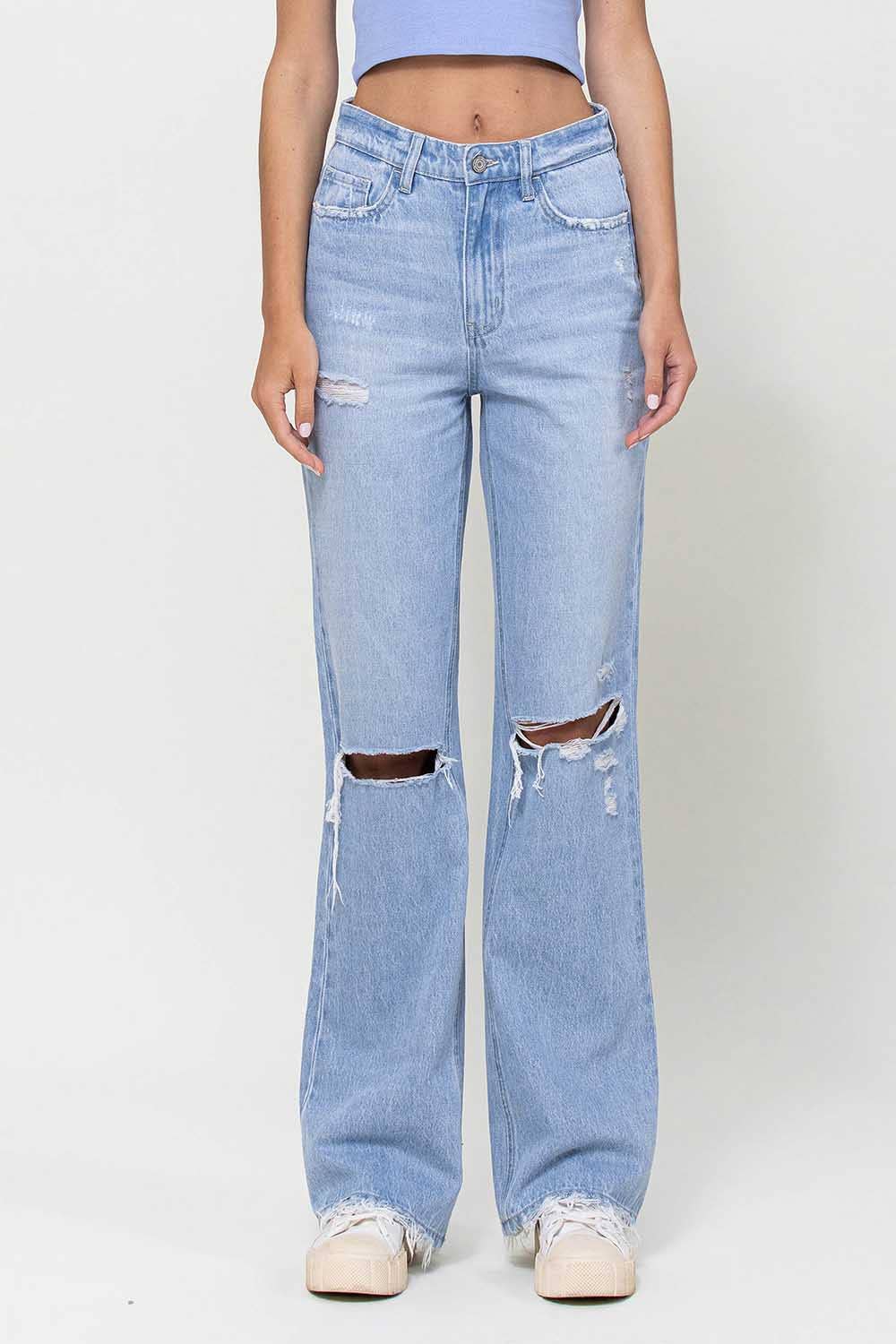 90'S VINTAGE SUPER HIGH RISE FLARE JEANS