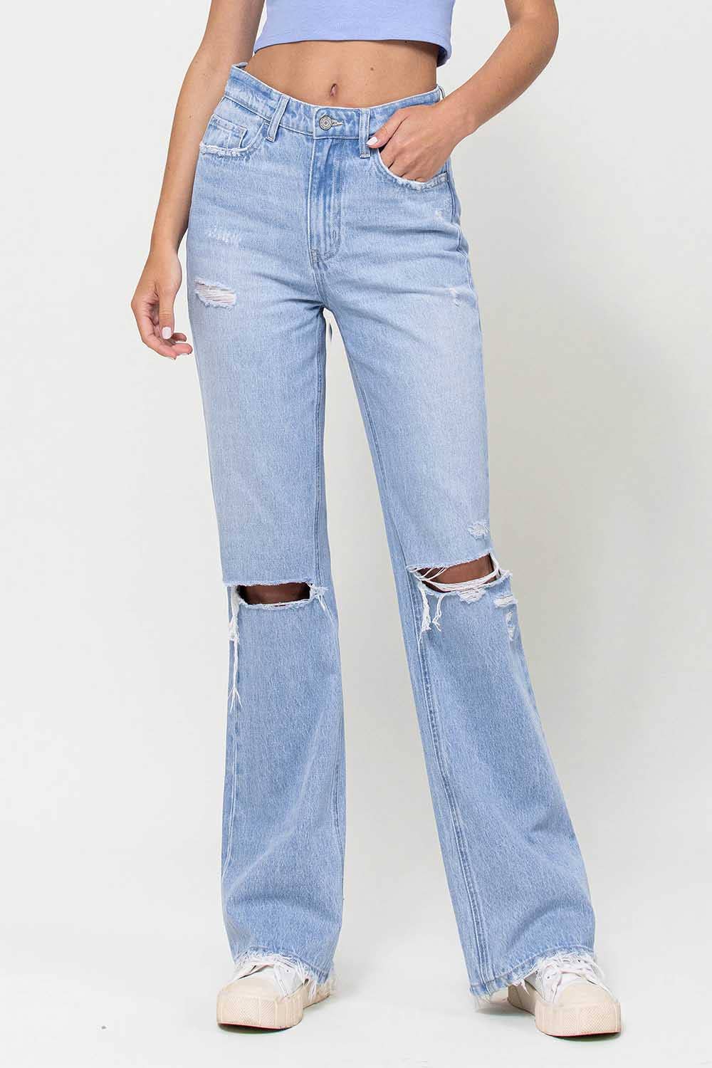 90'S VINTAGE SUPER HIGH RISE FLARE JEANS