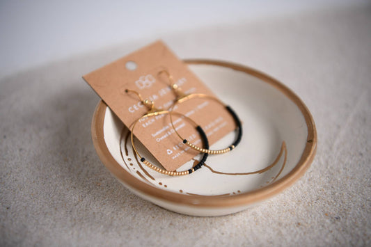 Black Seed Bead Hoop Earring