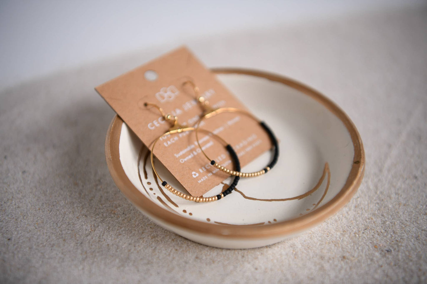 White Seed Bead Hoop Earring