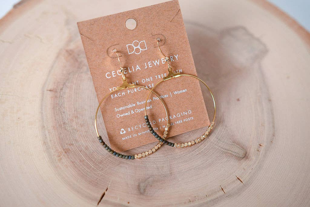 Half and Half Hoop Earring - Terra Cotta