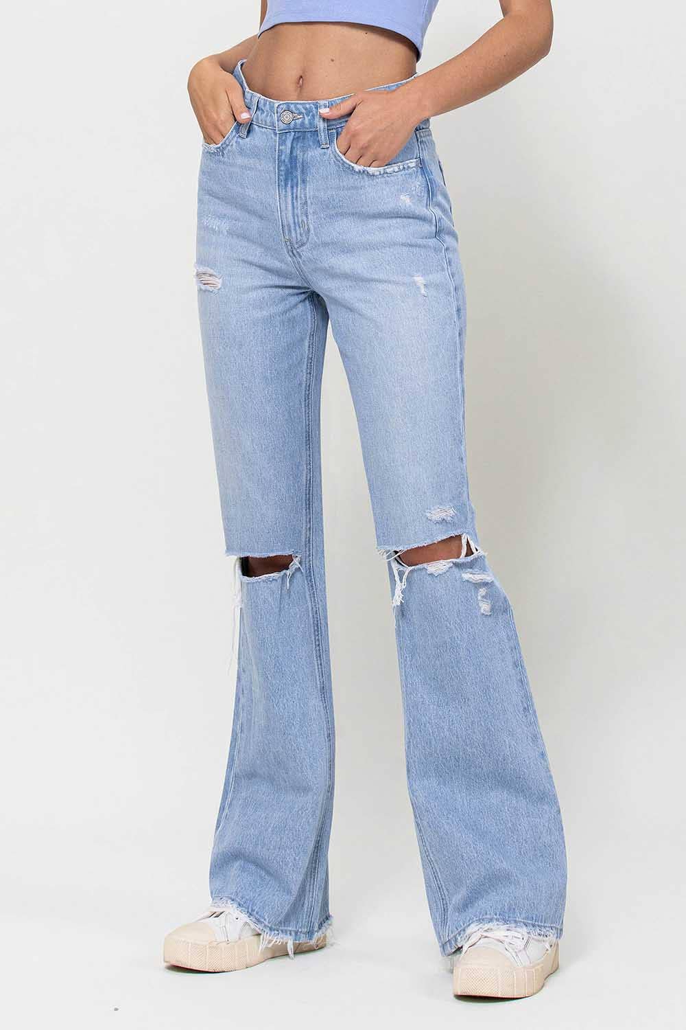 90'S VINTAGE SUPER HIGH RISE FLARE JEANS