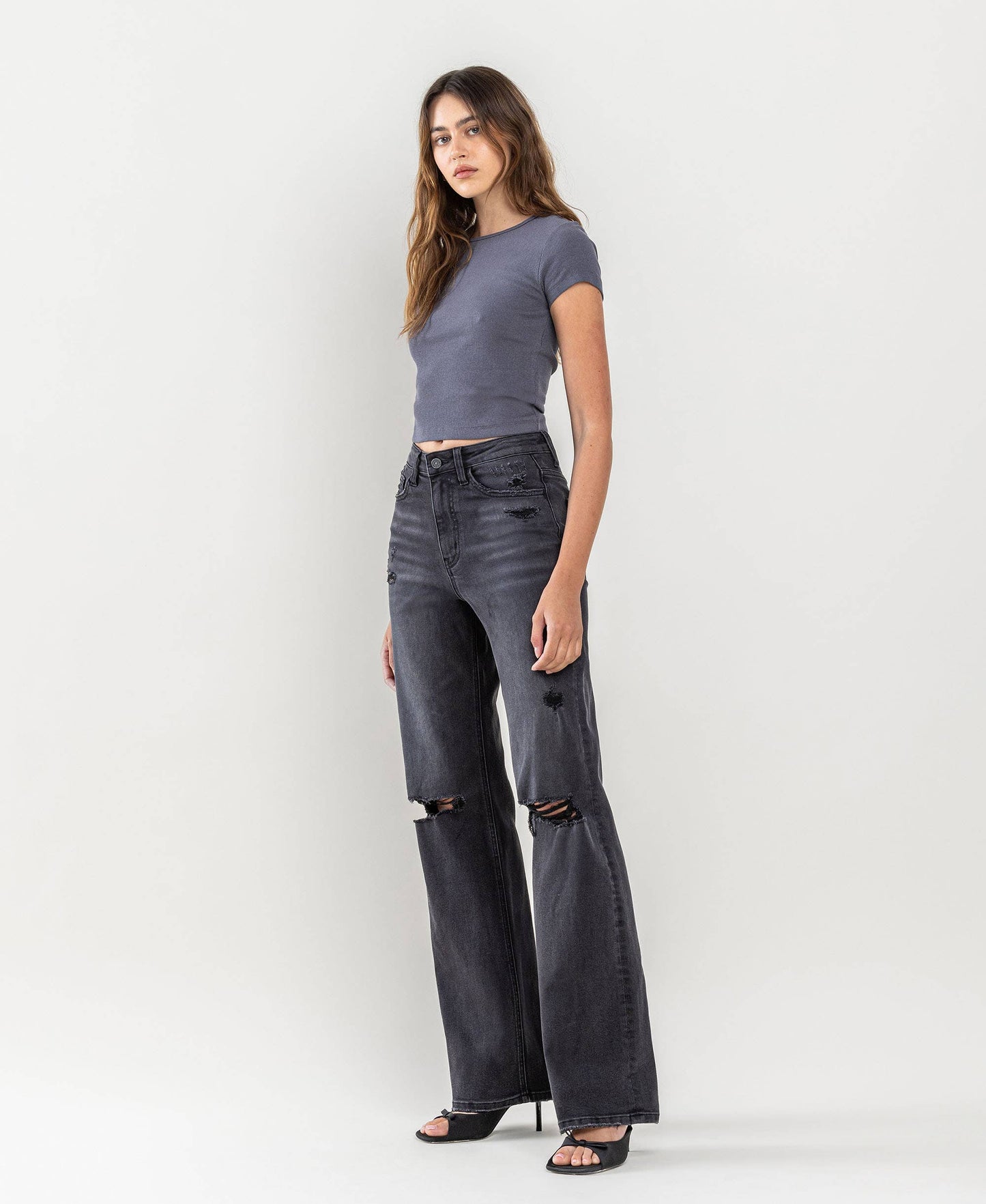 90'S VINTAGE SUPER HIGH RISE FLARE JEANS V3581