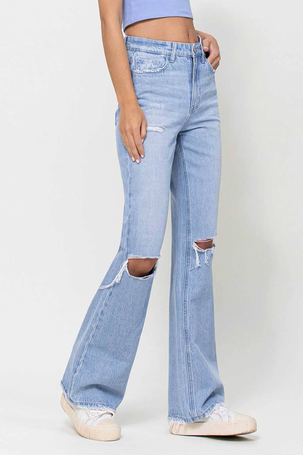 90'S VINTAGE SUPER HIGH RISE FLARE JEANS