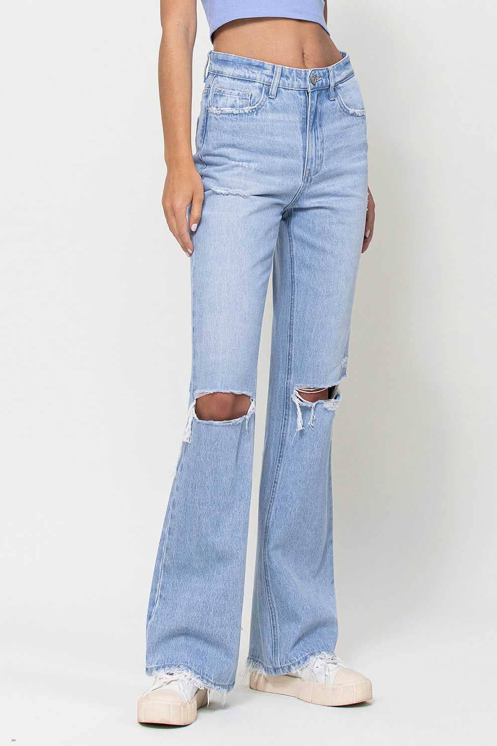 90'S VINTAGE SUPER HIGH RISE FLARE JEANS