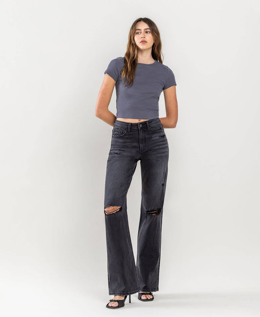 90'S VINTAGE SUPER HIGH RISE FLARE JEANS V3581