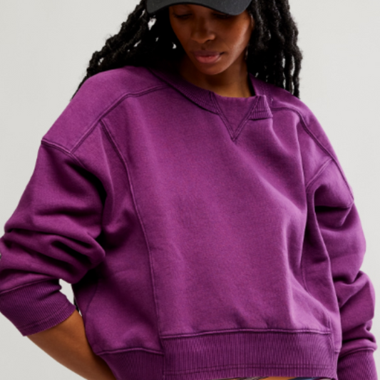 Free People Intercept Pullover - BLACK CHERRY