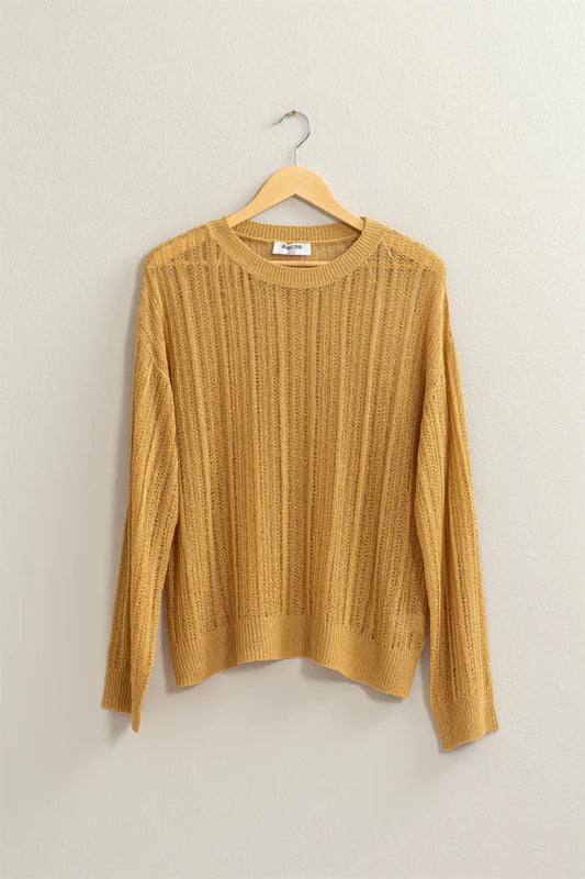 OPEN WEAVE SWEATER - Mustard