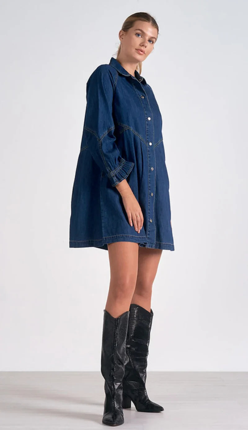 Olivia Long Sleeve Denim Dress