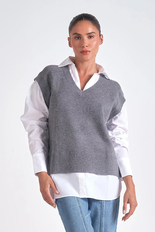 Essex Sweater Vest Top - Grey