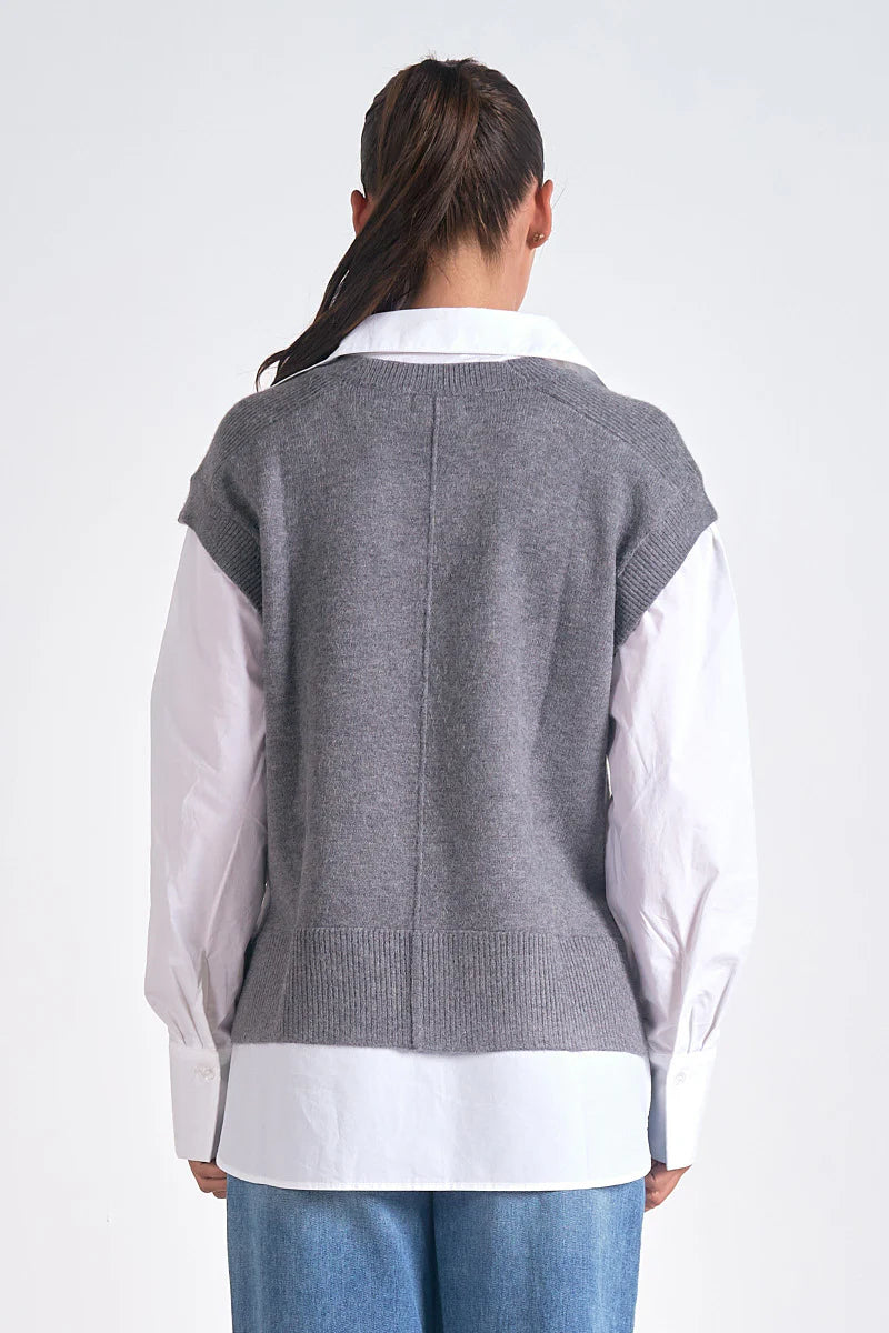 Essex Sweater Vest Top - Grey