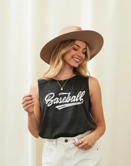 Cursive Baseball Tank