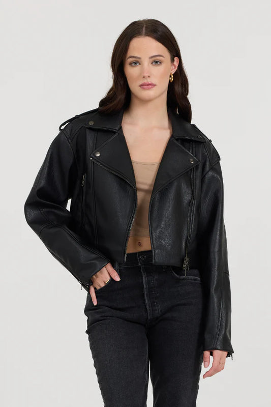 BLACK LEATHER MOTO JACKET