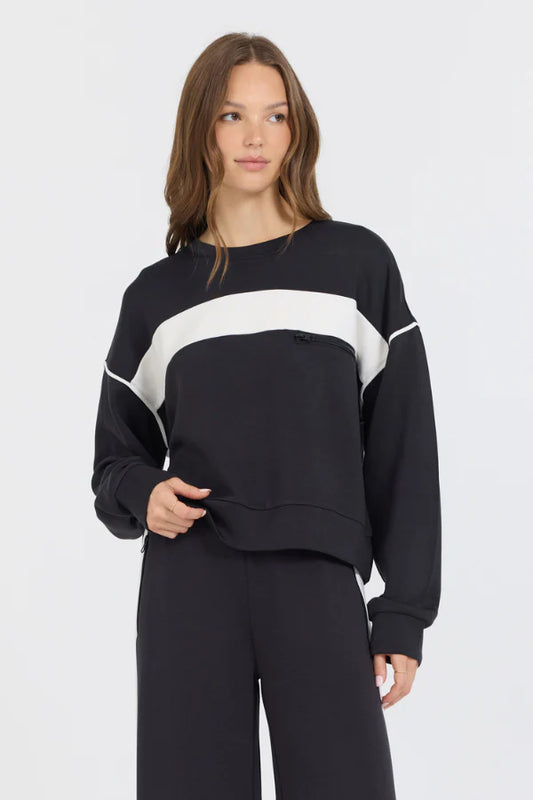 Colorblock Cloud Fleece Crew - Black