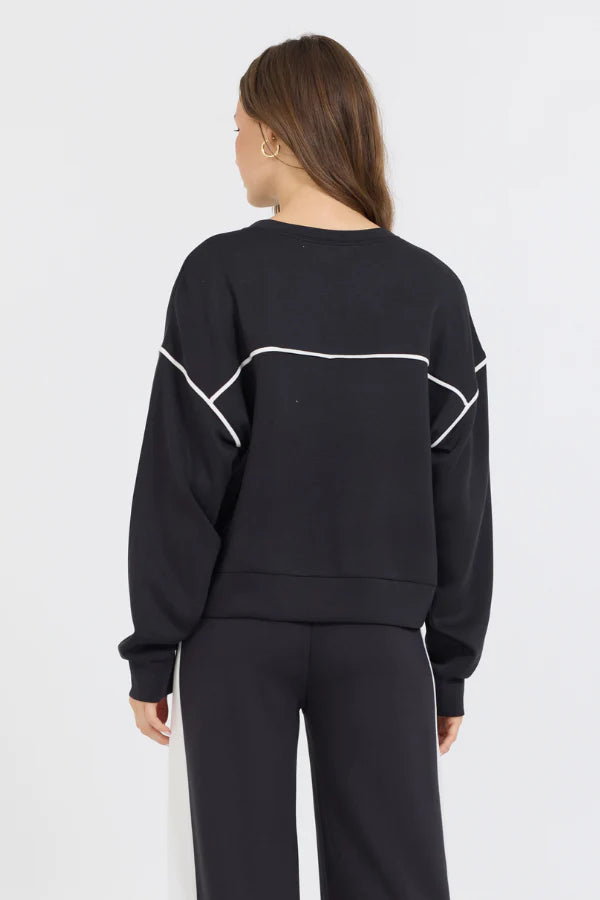 Colorblock Cloud Fleece Crew - Black