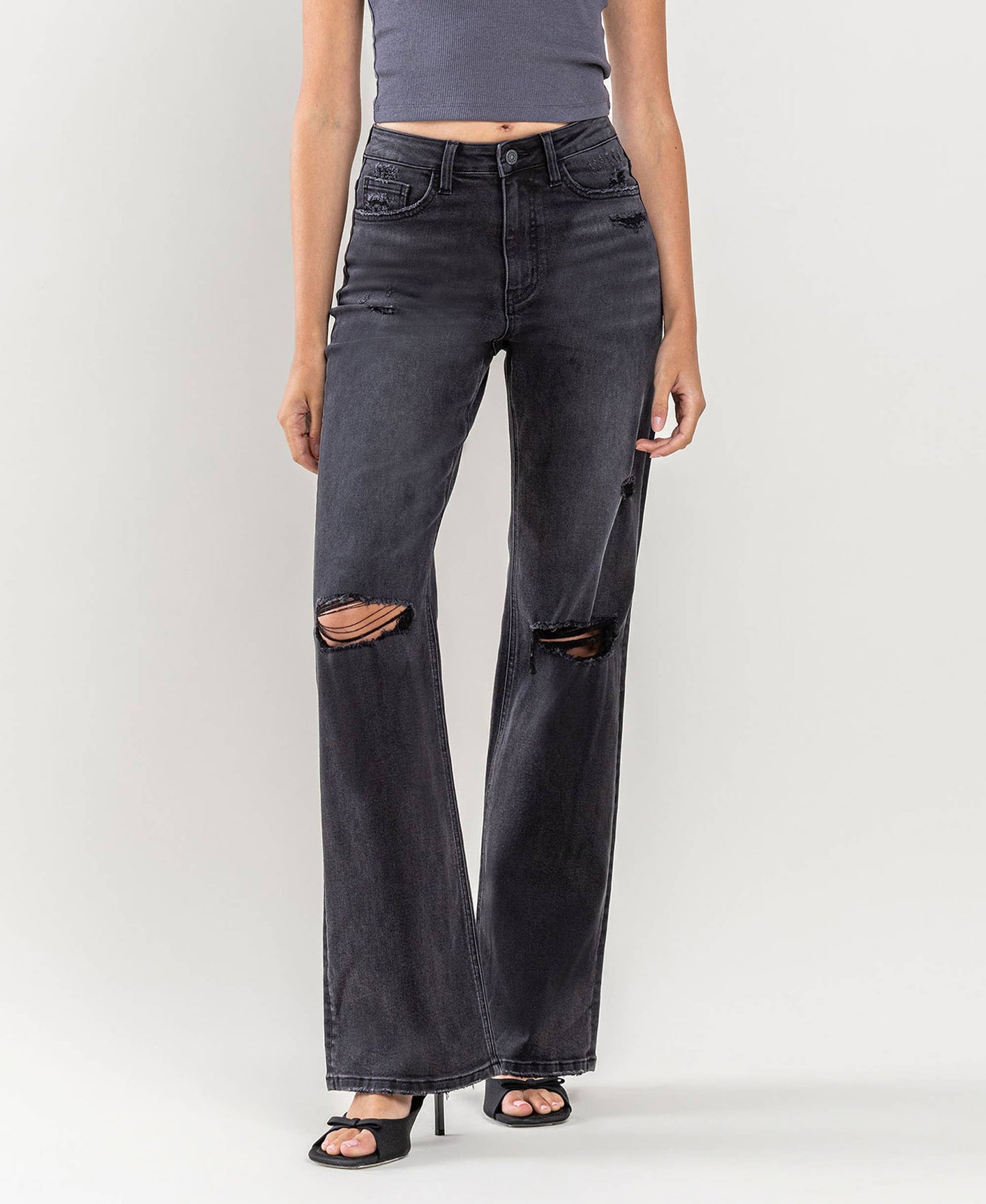 90'S VINTAGE SUPER HIGH RISE FLARE JEANS V3581