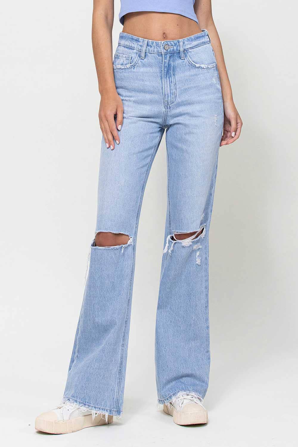 90'S VINTAGE SUPER HIGH RISE FLARE JEANS