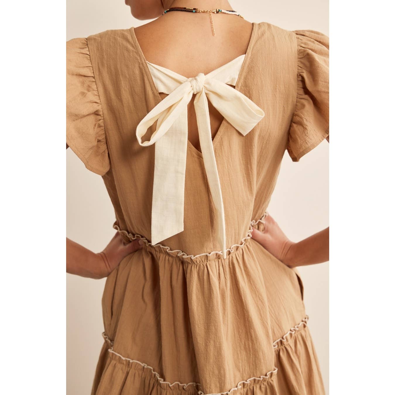 RIBBON TIERED BABYDOLL DRESS