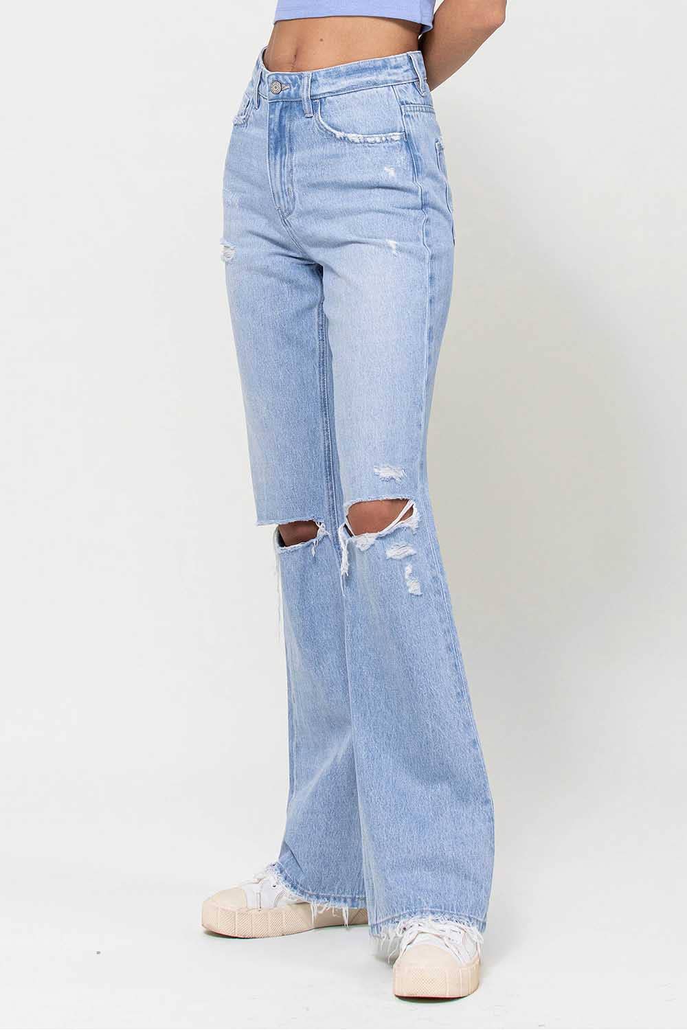 90'S VINTAGE SUPER HIGH RISE FLARE JEANS