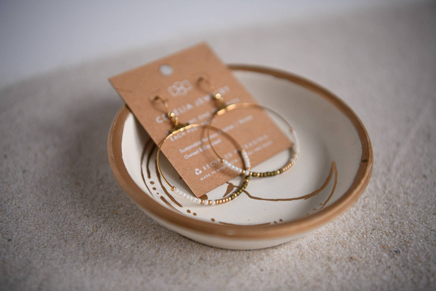 White Seed Bead Hoop Earring