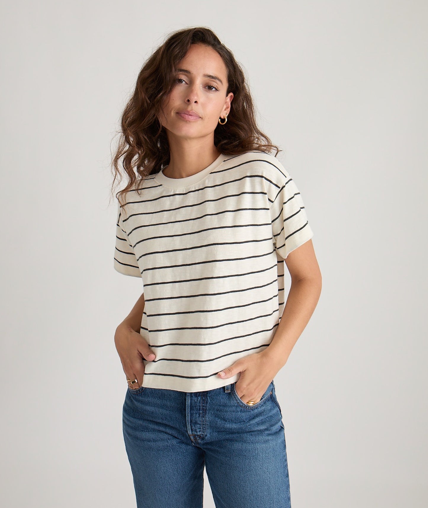 VINTAGE SLUB CROP TEE - STRIPE